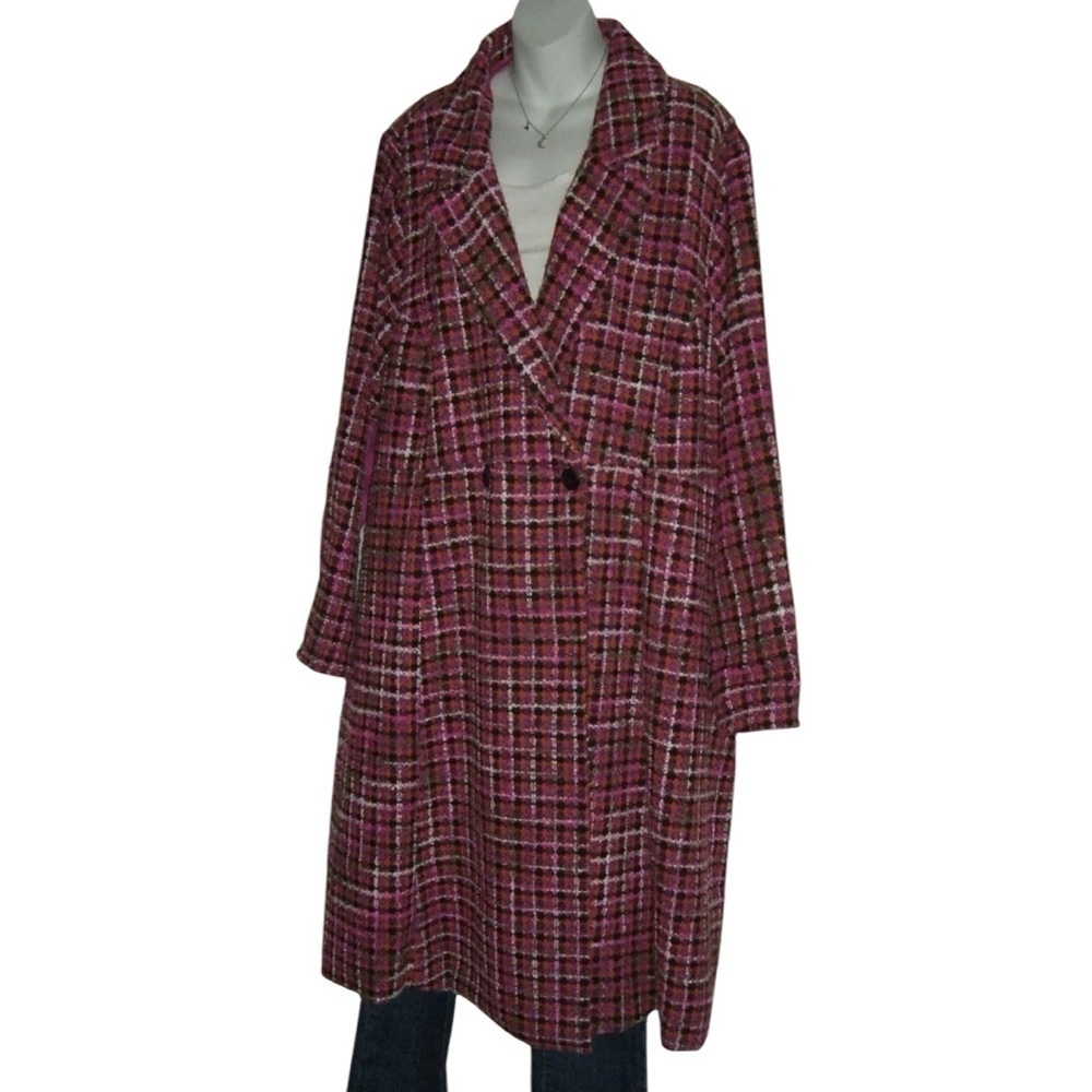 Torrid Coat Pink Pea Trench Boucle Parisian Kate Middleton Preppy Plus Tweed 5X - Picture 5 of 16